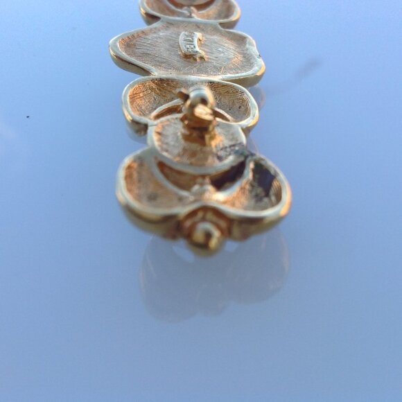 Fendi Brooch Victorian Revival Bar Rhodium Gold Intaglio Logo + Onyx Cabochons - Picture 9 of 16